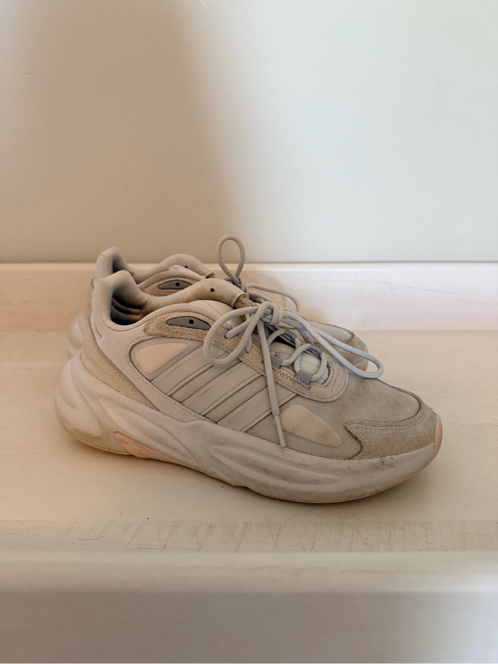 adidas Cream/Off-White Chunky Lace-Up Sneakers